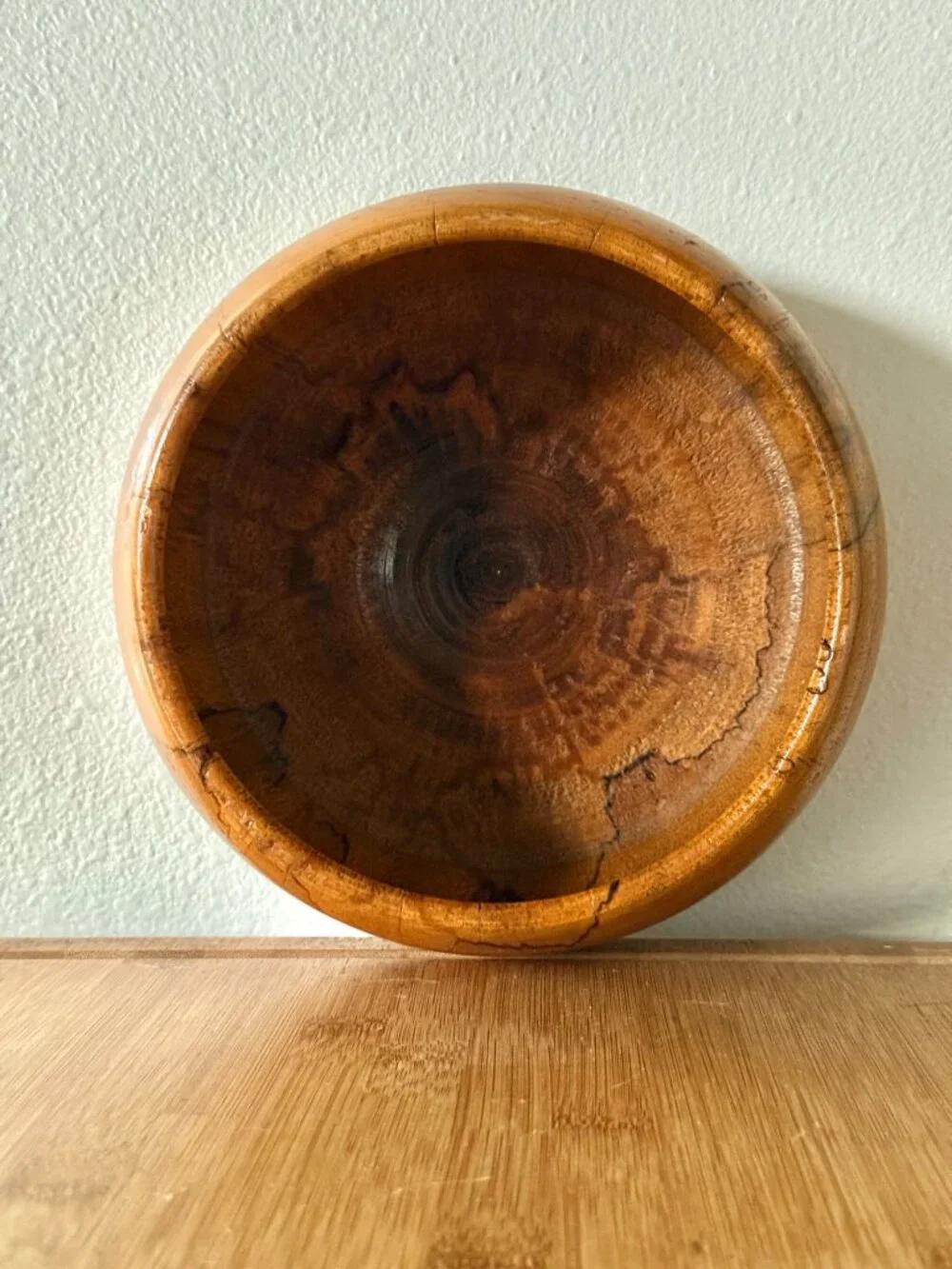 Vintage Mid Century Carved Wood Salad Bowl And Serving Fork And Spoon